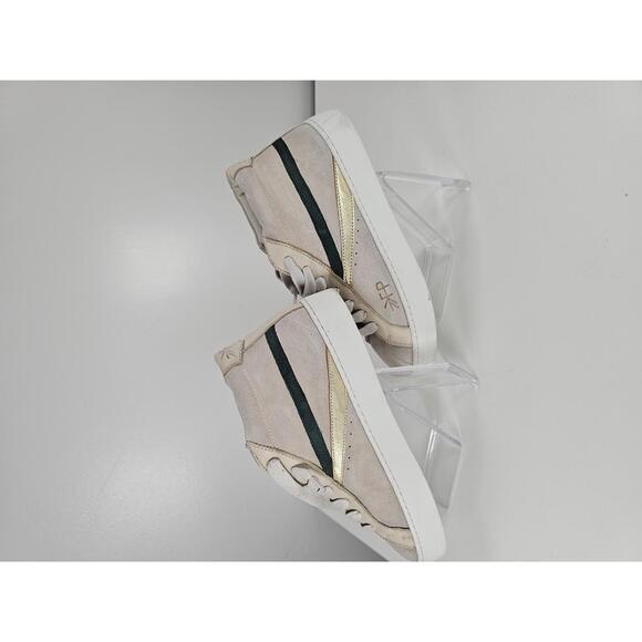 Freshly Picked Stylish Mid-Top Sneakers in Beige with Gold and Green Accents - Picture 5 of 9